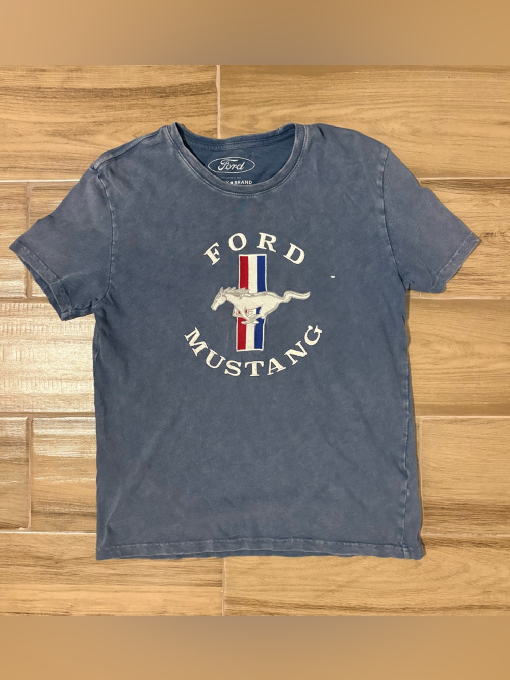 Vintage Style Ford Mustang Graphic T-Shirt - Faded Navy Blue